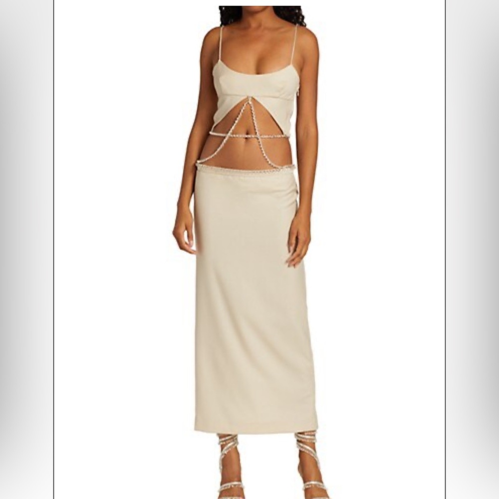 Christopher Esber Beaded Crochet Tie Maxi Dress